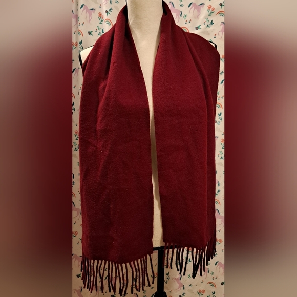 NWOT Valentino V Zone Red Wool & Cashmere Casual Prep Scarf Wrap w/ Fringe - Picture 2 of 8